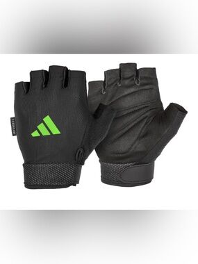 adidas Aeroready Essential Adjustable Training Gloves Fingerless Black Neon Logo